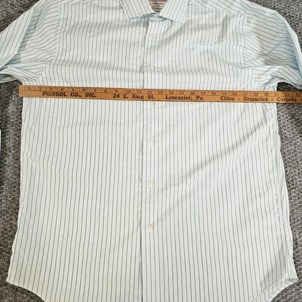 Brooks Brothers Luxury Thomas Mason Blue and White Pinstripe Button-Down Shirt - Picture 5 of 8